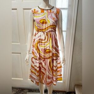 Sheridan French Cotton Blend Artful Prints Gold Buttons Embellished Size XS L#33